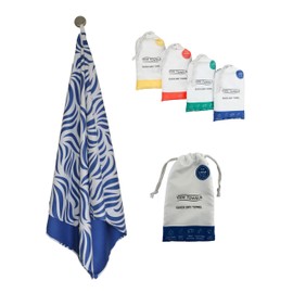 Tide Towels - Microfiber Beach Towels, Made Using Plastic Waste, Quick Drying, Odourless. Lightweight & Compact. Includes Bag. Perfect for Travel, Swimming, Yoga, Camping & Gym. (Deep Blue)