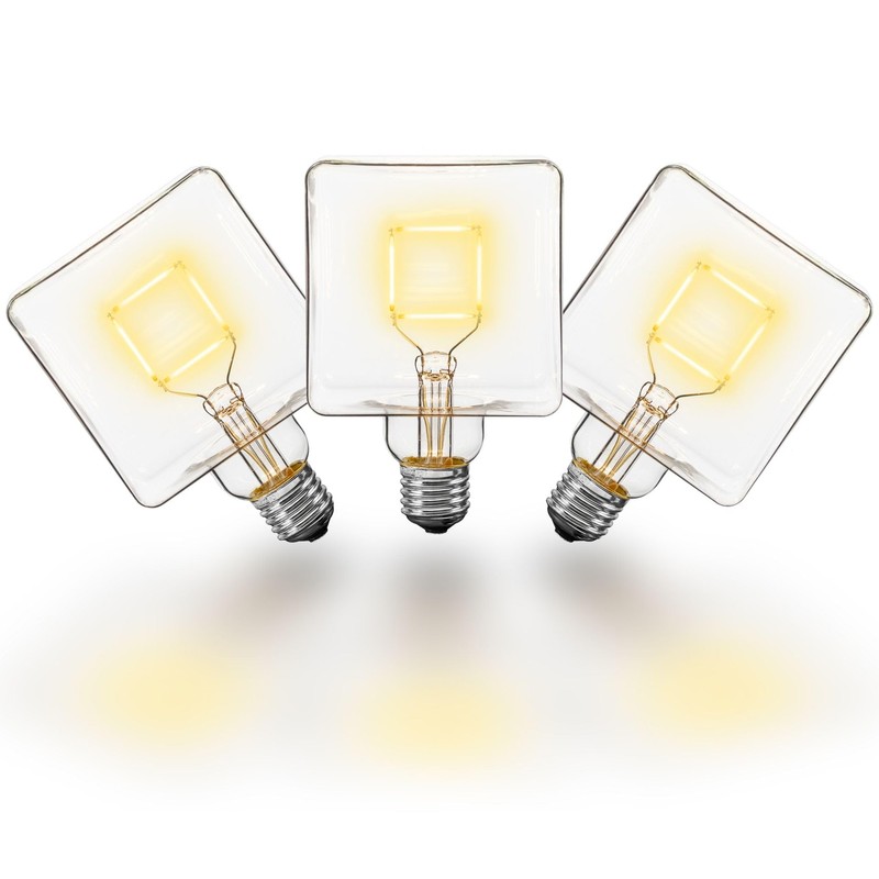 Festive Living LED Cube Light, Unique Edison Bulb with Square