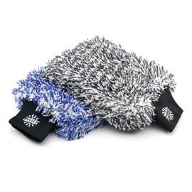 The Rag Company Cyclone Ultra Wash Mitts - 70/30" Gauntlet Blend Korean Microfiber Foam Padding Scratch Resistant Lint Free Ideal for Dishless Washing 8" x 9"