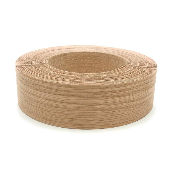 Red Oak 3" X 25' Roll, Wood Veneer Edgebanding Preglued - Flexible Wood Tape, Easy Application Iron On with Hot Melt Adhesive. Smooth Sanded Finish. Made in USA