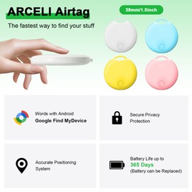 ARCELI 4pcs Bluetooth Smart Tag for Android, Compatible with Google's Find Hub App((Android ONLY), Luggage Tracker, Air Tracker Tag, Item Finder for Keys, Suitcase, Bag, Wallet (4pcs-Multiple Color)