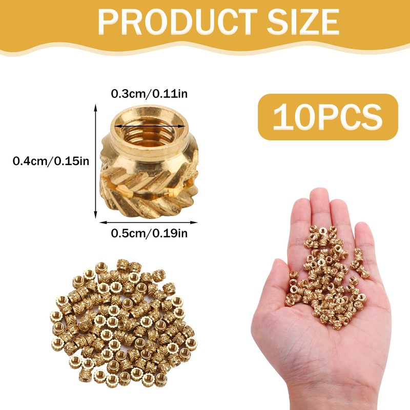 Knurled Insert Nuts,100pcs M3 Heat Set Inserts 3D Printing M3