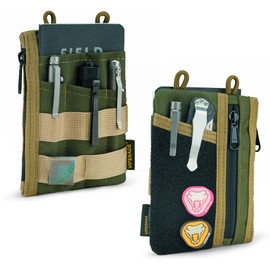 VIPERADE VE16 Pocket Organizer, EDC Pouch for Men, 7 Pockets EDC Pocket Organizer EDC Pouch for Everyday Carry, Multitool Pocket Pouch Wallet for EDC Gears, Pocket Pouch for Men (Green/Tan)