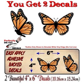 3 Monarch Butterfly Decal Set Sticker Accessories or Laptop Classic Vinyl Stickers (3 Decal Set - 2 2.5"x 4" and 1 4"x 6" Decals)