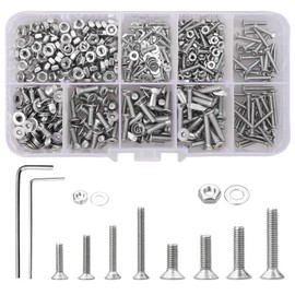 YSDMY Countersunk Screws with Hexagon Socket 602 Pieces Flat Button Screw Set Stainless Steel M2 M3 Hex Button Screws Nuts with Washers + Wrench + Storage Box