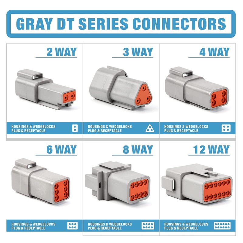 MACHSWON 188PCS Deutsch DT Gray Connector Kit Environmentally Sealed Automotive