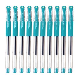 Uni-Ball Signo Snap Cap Gel Ink Ballpoint Pen, 0.38mm Extra Fine, Emerald, Y.UM151A.31, Pack of 10