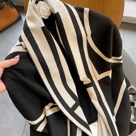 JERLA Cashmere Feel Scarf winter warm large soft Shawl wrap Scarf for women (Polka dot black and coffee)