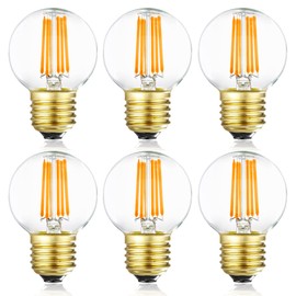 Leools Dimmable G16.5 LED Bulbs,6W E26 Edison LED Light Bulbs,Warm White 2700K,600lm,6W Equal 60 Watt,G50 Globe Light Bulb for Pendant Vintage LED Filament Edison Candle Bulb with Decorative, 6Pack.