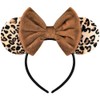 Bmobuo Leopard Print Mouse Ears Headband for Women, Brown Fuzzy