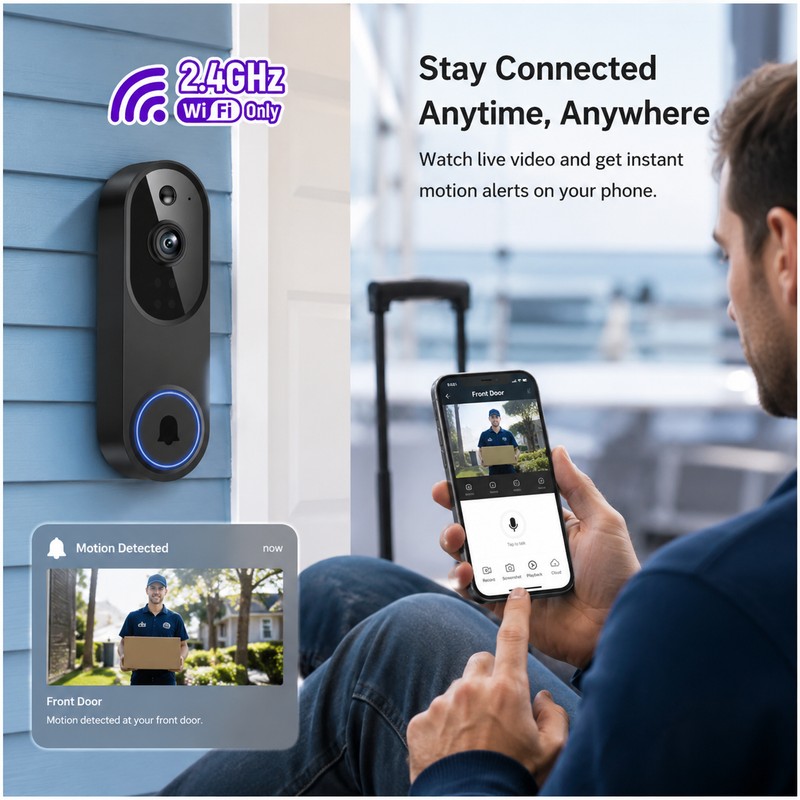 Wireless Video Doorbell Camera for Front Door Monitoring – 2.4G