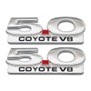 2Pcs Chrome Metal 5.0 Coyote V8 Logo Side 5.0L Emblem