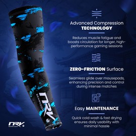 NRV Gaming Compression Sleeve - Legacy Edition - Optimize Your Game with Comfort and Style - Designed by Professional Players - Durable, Breathable and Friction Free, blue, S