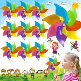 SoundZero Pack of 10 Children's Windmill Craft Set, DIY Windmill Crafts, Windmill Children's Toy Paper for Girls Boys Children's Birthday Garden Party Gift (with Accessories)
