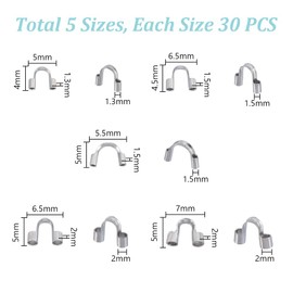 AHANDMAKER 150Pcs Wire Guardian Protectors Stainless Steel U Shape Wire Guard Loops Thread Protector Loop Guard for Earring Bracelet Necklace Pendant DIY Jewelry Making, Platinum