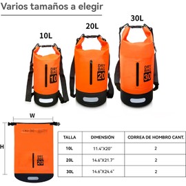 Bolsa Impermeable, Bolsa Seca 10l 20l 30l Con Funda Impermeable Para Teléfono, Correa Larga Ajustable Para El Hombro, Mochila Impermeable Para Senderismo Y Deportes Acuáticos. (Naranja, 10L)