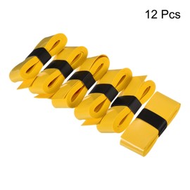 PATIKIL 43.3" Tennis Racket Grip Tape, 12 Pack PU Overgrip Stretchy Non-Slip Absorb Sweat for Badminton Fishing Rod, Yellow