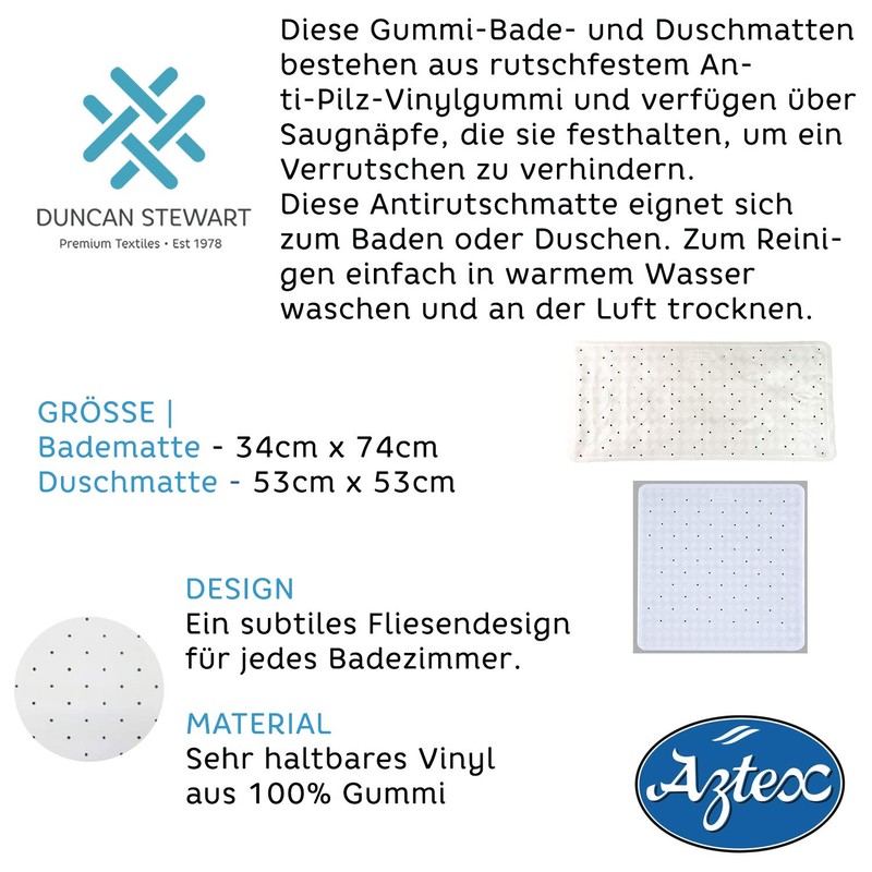 Non Slip Shower or Bath Mat with Suction Cups and