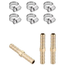 MACHSWON Barb Hose Fitting, for Water Fuel Air Oil and Gas, 6 x 39mm Straight Coupler Quick Connector Adapter with 6-12mm Adjustable Stainless Steel Hose Clamps, 3pcs