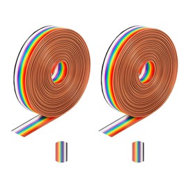 HAXIHA 2 Rolls of Flat Ribbon Cable, 1.27 mm Rainbow Colour Flat Cable 10 Pin, Jumper Cable Breadboard, IDC Rainbow Wire, for 2.54 mm Connectors (5 Metres)