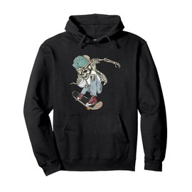 Dabbing Skeleton Skating Skateboard Boy Skate Skateboarder Pullover Hoodie