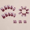 24pc Burgundy Marble Square False Nails - Easy Stick-on/Removable Full