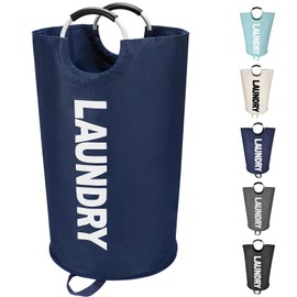 Maxsilan 125L X-Large Laundry Basket, Freestanding Tall Clothes Hamper, Collapsible Laundry Bag, Dark Blue