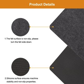 Pack of 2 Heat Resistant Mats for Air Fryer, 44 x 30 cm, Air Fryer Felt Mat, Cuttable Non-Slip Mat, Black Rectangular Felt Kitchen Counter Kitchen Worktop Heat Protection Mat