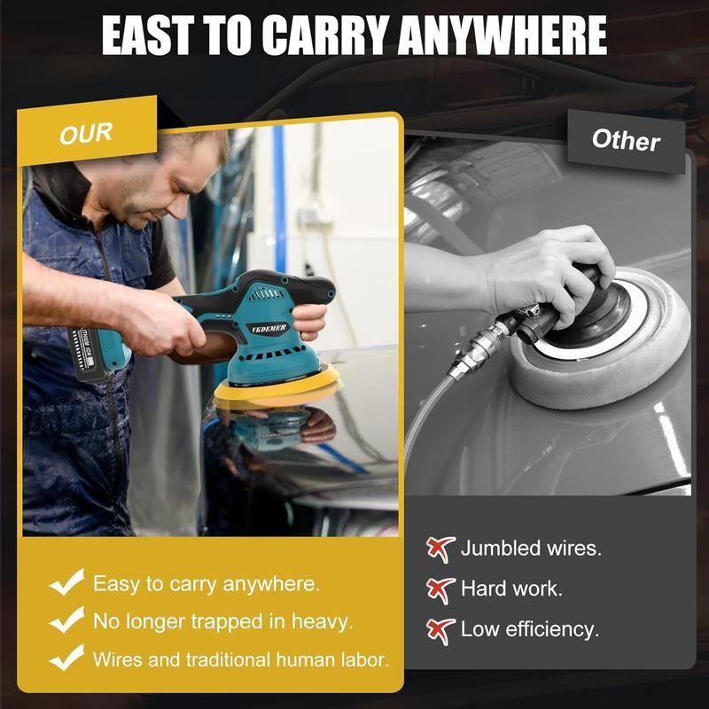 Cordless Car Buffer Polisher, 6 In Mini Buffer Polisher Kit