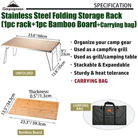 CAMPINGMOON Stainless Steel Foldable Camping Grill Outdoor Multipurpose Stacking Storage Rack T-230A (JP Style T-230A-2TP)