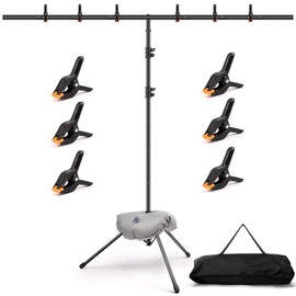 Svopy T-Shape Backdrop Stand Kit - 8 x 5.3ft Adjustable Photo Backdrop Stand - Portable Sturdy Back Drop Stand for Photoshoots, Parties, Wedding and Decoration with 6 Spring Clamps, Sandbag, Carry Bag