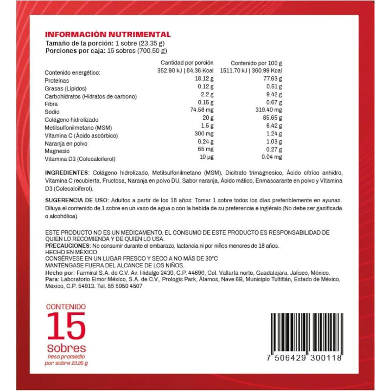 Cartaction Suplemento Alimenticio Sobres Sabor