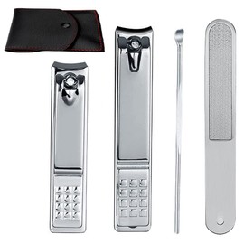 Econtal Nagelknipser Set, groß & klein mit Nagelfeile, Fingernägel, Fußnägel Knipser dicke Nägel, Edelstahl Nagelzwicker für Männer, mit Etui