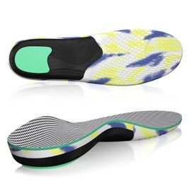 Plantillas para zapatos con soporte de arco para hombres y mujeres, plantillas para aliviar la fascitis plantar para pies planos, pies normales, tendinitis de Aquiles, espolones óseos, alivio del dolor de talón y pie (Vistoso, XL)