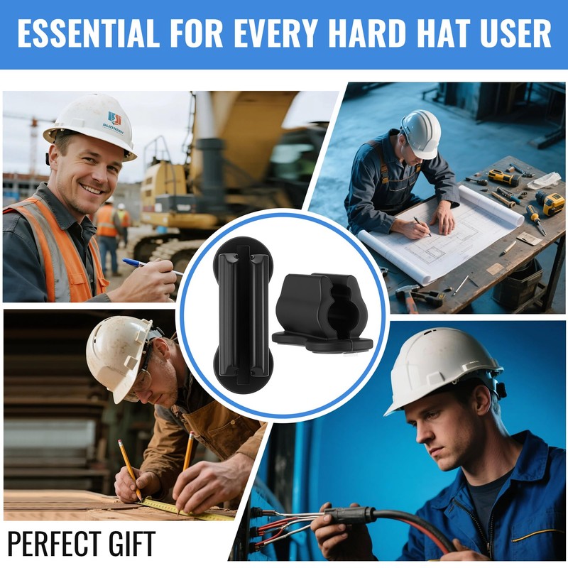 Hiboom 2 Pack Pen Pencil Holder for Hard Hat, Black
