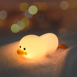 Vicloon Nachtlicht Kinder Silikon Baby Stilllicht Nachtlampe Dimmbar Touch Control, RGB Farbwechsel, 1H Timer, USB Silikon Schlaflicht,Kinderlampe mit Fernbedienung Einschlafhilfe Geschenk（Ente）
