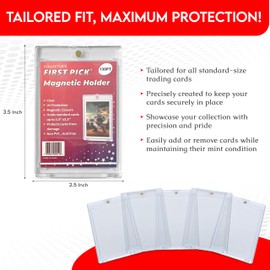 (5) 130PT Premium One Touch Magnetic Card Holder UV Protection - Ultra Clear - PVC FREE - Thick Trading Card Holder Card Protector Magnetic Card Case For Trading Cards Sports Cards Holder Case