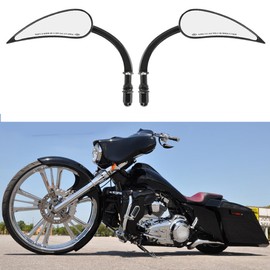 goodfitment - Motorcycle Mirror,10mm Motorbike Rear View Mirror Irregular Shape Compatible with Harley Street Glide Electra Glide Road King Softail Touring Sportster and More (Black)