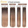 QUEENTAS Long Straight Clip in Hair Extensions for Women Highlight