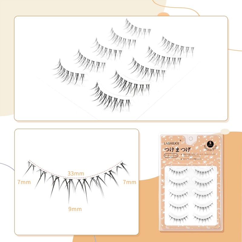 LASHIDOL False Eyelashes, Natural Eyelashes, False Eyelashes, Corner of Eyelashes,