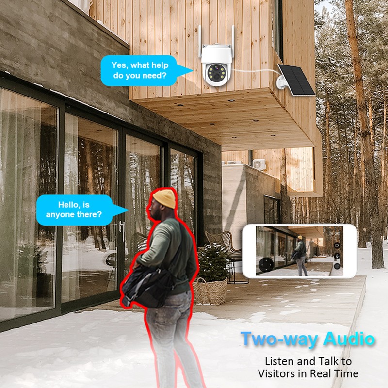 4MP solar low power consumption wifi surveillance camera with two-way