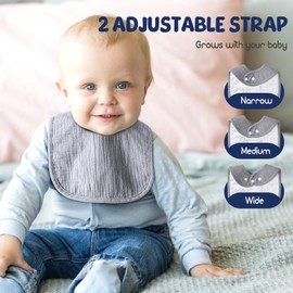 POIKSHARK 6-Pack Muslin Baby Bibs for Unisex Boys Girls, Solid Colors, Drooling and Teething Bibs for Infant, Newborn, Soft Cotton Baby Drool Bibs - Blue