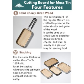CAMPINGMOON Mess Tin Cutting Board 6'' x 3.3'' Wooden Cooking Cutting Plate Coaster Pot Holder YM-1609