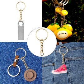 120 Pieces Key Chains DIY Craft Set Rings Key Ring with Chain Key Chain Blank Ring Accessories Key Chains for Keys Craft DIY Bags Jewellery Making Gold