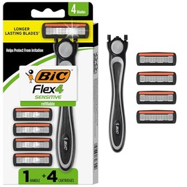 BIC Hybrid 4 Flex Men's Disposable Razor, 1 Handle, 4 Cartridges