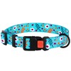 Nylon Dog Collar Floral Pattern Aquamarine 12-16 inch