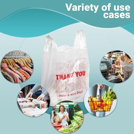 APQ Pack of 2000 Thank You Plastic Bags 6 x 3 x 12. Carry-Out T-Shirt Bags 6x3x12, Thickness 0.65 mil. Reusable Preprinted Shopping Bags. Durable Poly Bags for Retail Shopping, Restaurant, Clothes.
