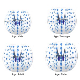 TOSPORT Inflatable Plastic Bubbles Sports Human Sized Adult Hamster Knocker Football Battle Body Inflatable Bumper Ball Dia 4FT/5FT(1.2m/1.5m) (Blue dot, 5ft/1.5m)