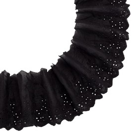 MAYJOYDIY 4.6m Black Eyelet Lace Trim 120mm Floral Embroidery Cotton Lace Wavy Edge Lace Ribbon Floral Ruffle Lace Trim for Sewing Dresses Clothes Bag Gift Wrapping
