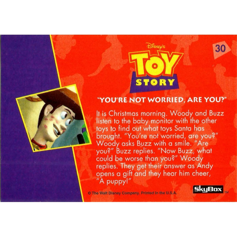 TOY STORY SERIES 1, 1995 SKYBOX PIXAR, TRADING CARD #